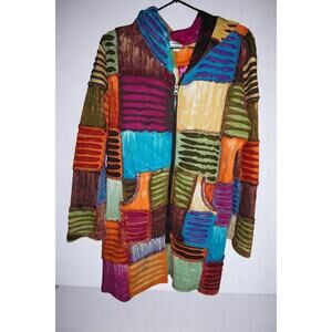 Greater Good Network Boho Patchwork Hoodie S/M – Handmade in Nepal – 100% Cotton